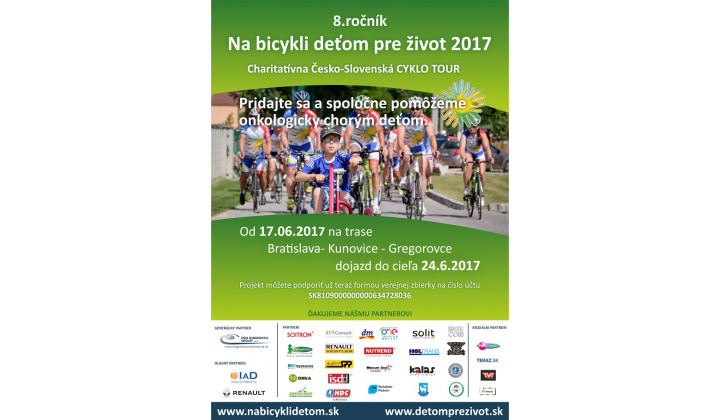 Príďte podporiť cyklistický pelotón Na bicykli deťom 2017
